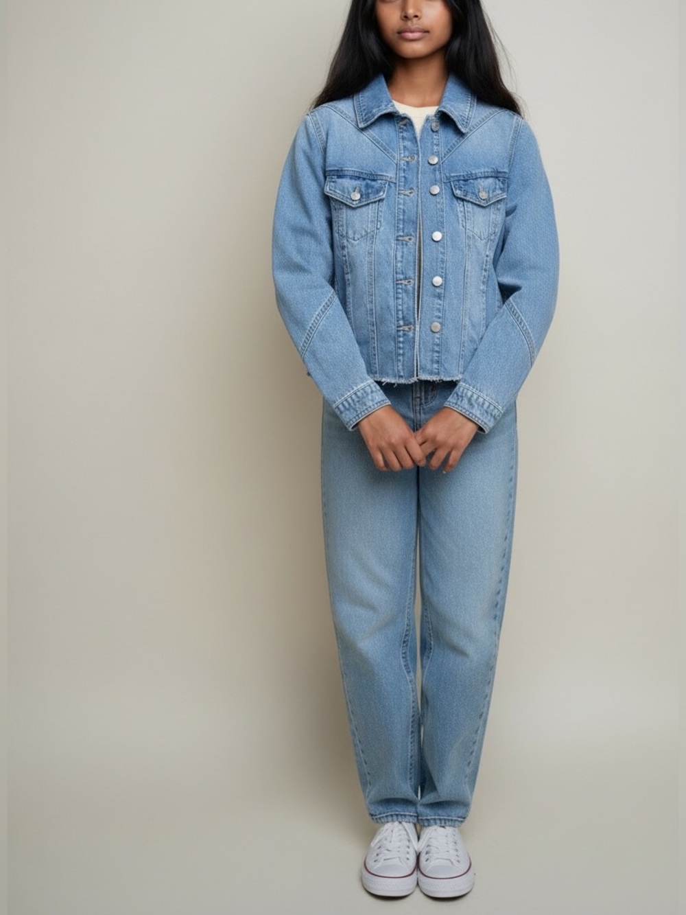 Jewel Badgley Mischka Denim Raw Hem Blue Jean Jacket NWT